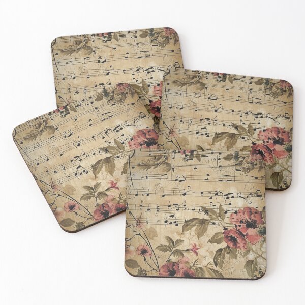 Item preview, Floral pattern. Musical notes. Retro. Vintage. designed and sold by MagelliShop.