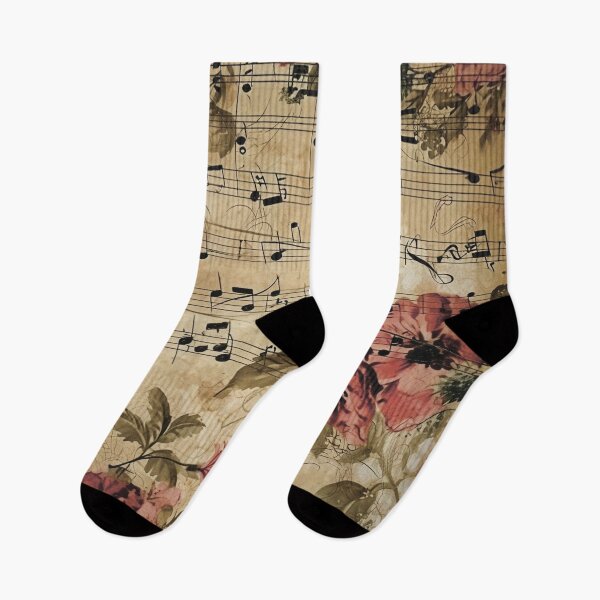 Item preview, Floral pattern. Musical notes. Retro. Vintage. designed and sold by MagelliShop.