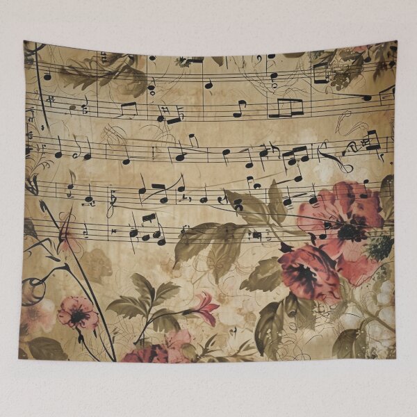 Item preview, Floral pattern. Musical notes. Retro. Vintage. designed and sold by MagelliShop.
