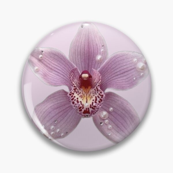Item preview, pearls on purple orchid flower sticker designed and sold by inainart.