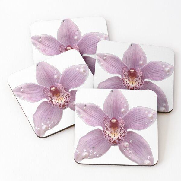 Item preview, pearls on purple orchid flower sticker designed and sold by inainart.