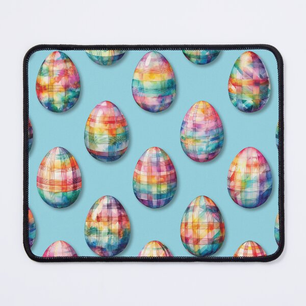 Item preview, Colorful Plaid Painted Easter Eggs on Turquoise designed and sold by DuckyRubin.