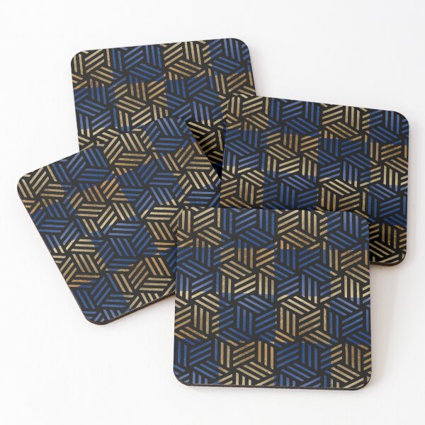 Item preview, Navy Gold Hexagon Geometric Pattern - Modern Abstract Design designed and sold by Italian Ink Studio.