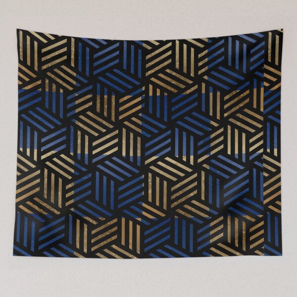 Item preview, Navy Gold Hexagon Geometric Pattern - Modern Abstract Design designed and sold by Italian Ink Studio.