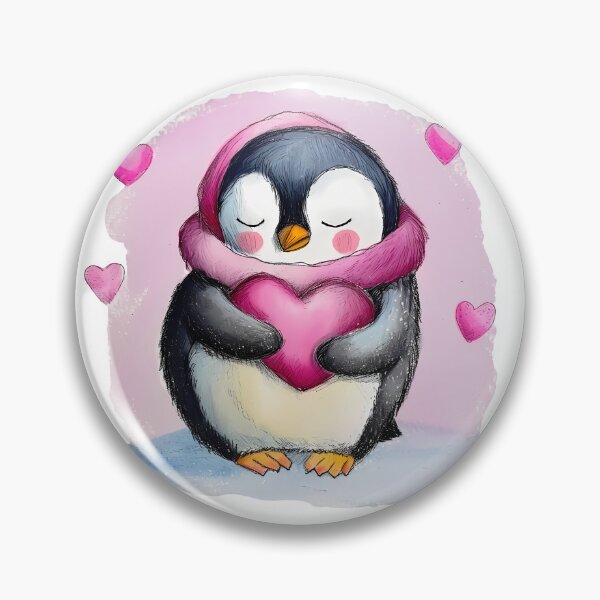 Item preview, Cute Penguin Hugging Heart Saint Valentine's Day - Cozy Kawaii Penguin Love Art Print designed and sold by DesignArtist.ia.