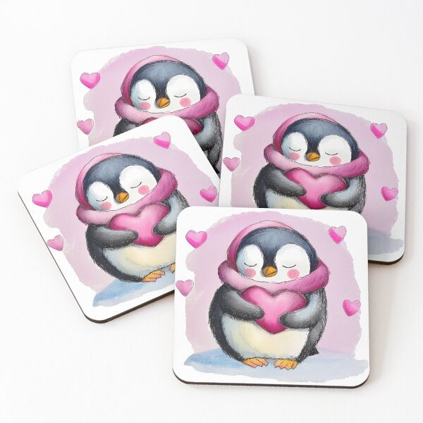 Item preview, Cute Penguin Hugging Heart Saint Valentine's Day - Cozy Kawaii Penguin Love Art Print designed and sold by DesignArtist.ia.