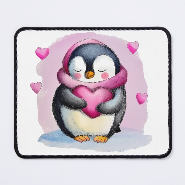 Item preview, Cute Penguin Hugging Heart Saint Valentine's Day - Cozy Kawaii Penguin Love Art Print designed and sold by DesignArtist.ia.