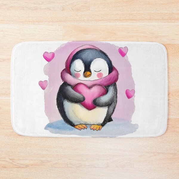 Item preview, Cute Penguin Hugging Heart Saint Valentine's Day - Cozy Kawaii Penguin Love Art Print designed and sold by DesignArtist.ia.