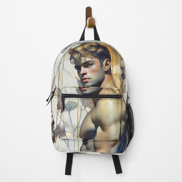 Item preview, Brooding Male Portrait with Floral Art Nouveau Background designed and sold by Shoot-The-Moon.