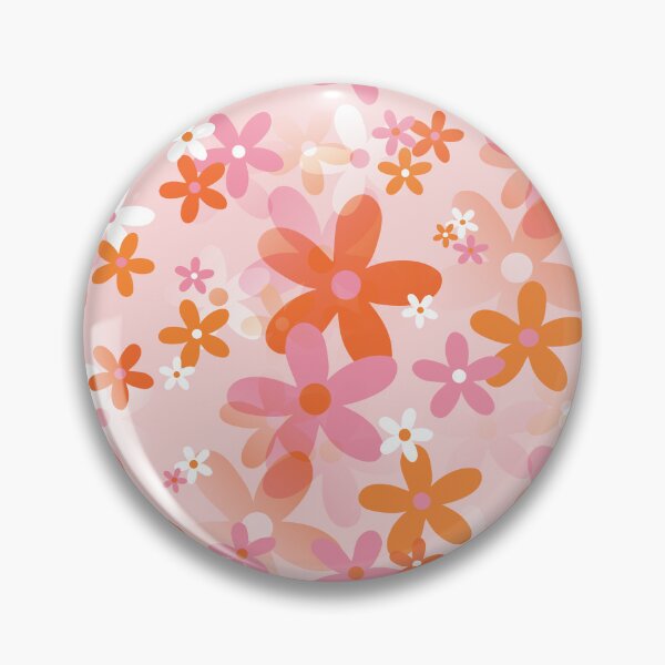 Item preview, 60's, 70's Retro Flower Garden in Orange, White and Pink designed and sold by MellowCat.