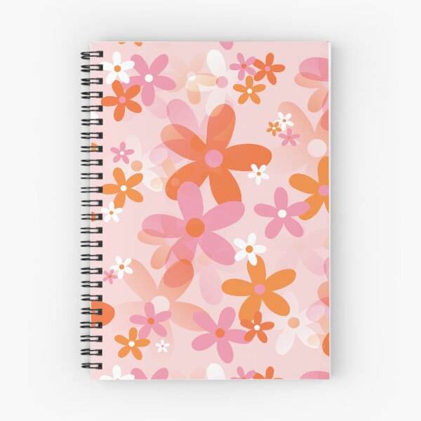 Item preview, 60's, 70's Retro Flower Garden in Orange, White and Pink designed and sold by MellowCat.