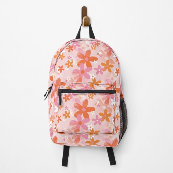 Item preview, 60's, 70's Retro Flower Garden in Orange, White and Pink designed and sold by MellowCat.