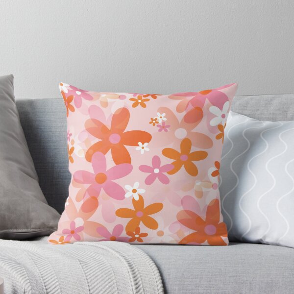 Item preview, 60's, 70's Retro Flower Garden in Orange, White and Pink designed and sold by MellowCat.