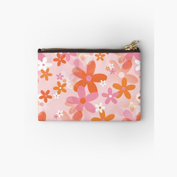 Item preview, 60's, 70's Retro Flower Garden in Orange, White and Pink designed and sold by MellowCat.