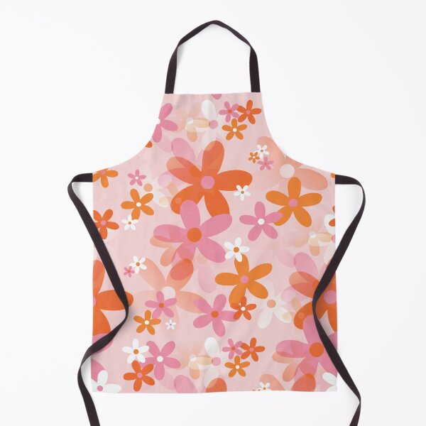 Item preview, 60's, 70's Retro Flower Garden in Orange, White and Pink designed and sold by MellowCat.