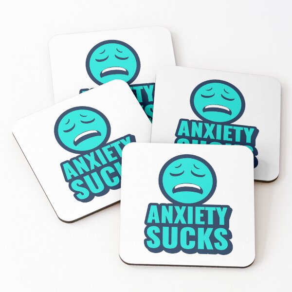 Item preview, Anxiety Sucks – Mental Health Awareness Funny Emoji Quote designed and sold by Shape Snip Studio.