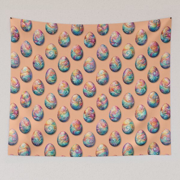 Item preview, Colorful Swirly Painted Easter Eggs on Peach designed and sold by DuckyRubin.
