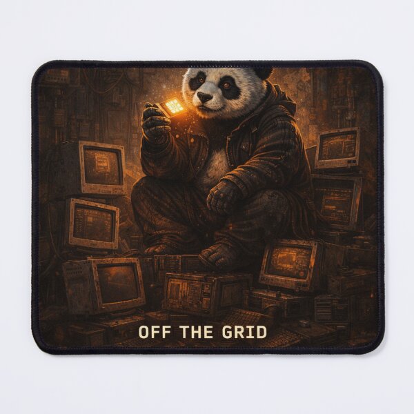 Item preview, Off The Grid Cyberpunk Panda – Dystopian Tech Rebellion Art designed and sold by snaperos.