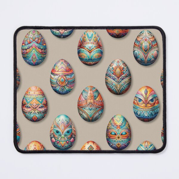 Item preview, Colorful Tribal Painted Easter Eggs on Khaki designed and sold by DuckyRubin.