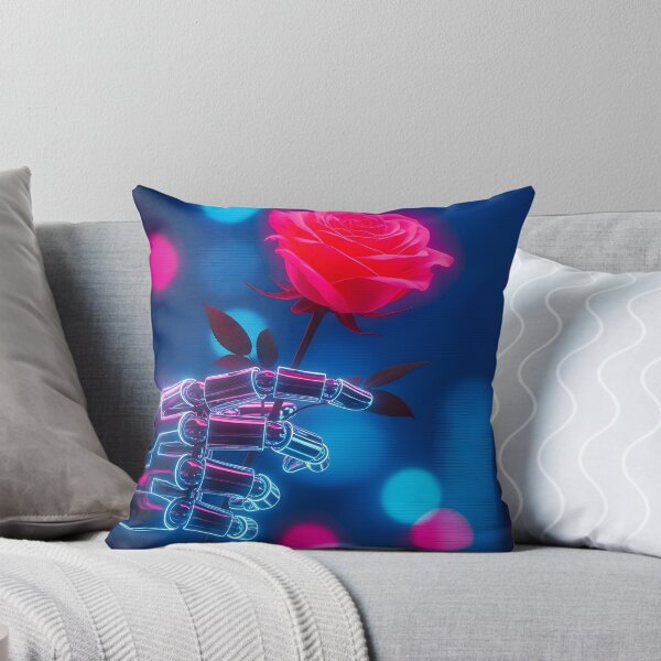 Item preview, Cyberpunk Romance - Neon Robot Hand Holding a Rose designed and sold by powersunlight.