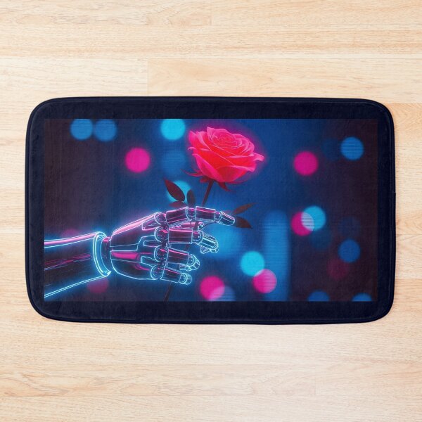 Item preview, Cyberpunk Romance - Neon Robot Hand Holding a Rose designed and sold by powersunlight.