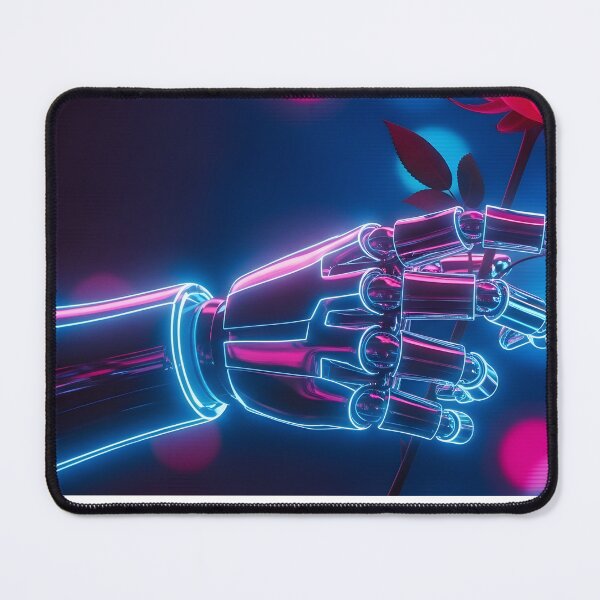 Item preview, Cyberpunk Romance - Neon Robot Hand Holding a Rose designed and sold by powersunlight.