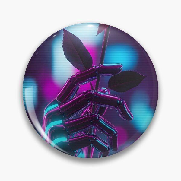 Item preview, Cyberpunk Romance - Neon Robot Hand Holding a Rose designed and sold by powersunlight.