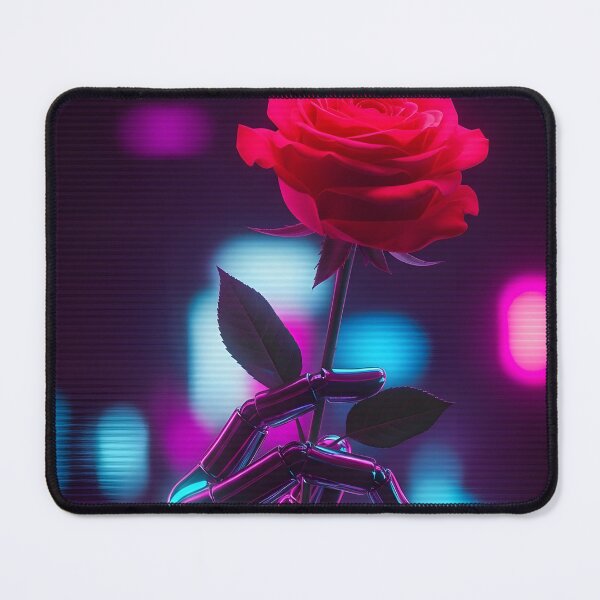 Item preview, Cyberpunk Romance - Neon Robot Hand Holding a Rose designed and sold by powersunlight.