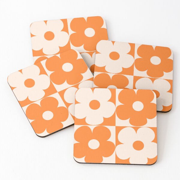 Item preview, 60's Retro Vintage Pop Flowers in Orange and Cream designed and sold by MellowCat.