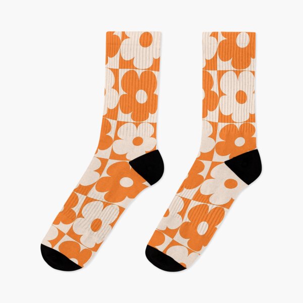 Item preview, 60's Retro Vintage Pop Flowers in Orange and Cream designed and sold by MellowCat.