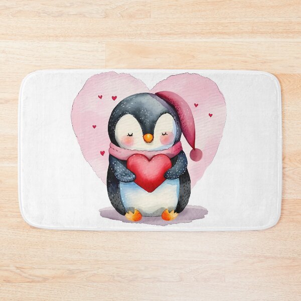 Item preview, Cozy Penguin Hugging Heart Saint Valentine's Day - Cute Kawaii Winter Love Art Print designed and sold by DesignArtist.ia.