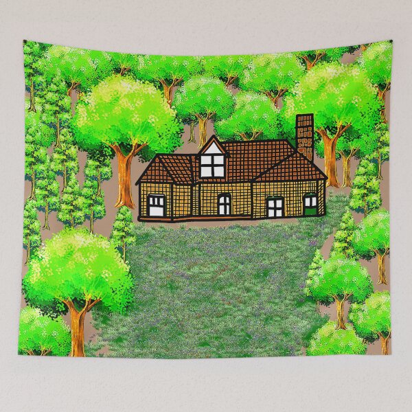 Item preview, "Cozy Forest House with Vibrant Trees" designed and sold by nighttime1990.