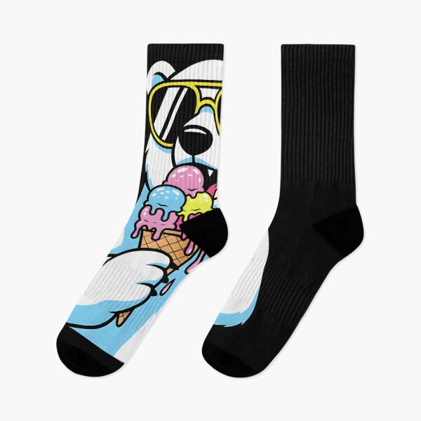 Item preview, Cool Polar Bear Wearing Sunglasses Eating Colorful Ice Cream Cone Graphic designed and sold by DrawHandArt.