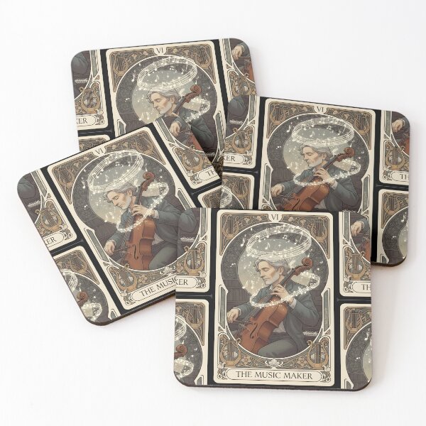 Artikelvorschau, Tarotkarte „Musiker“ | Vintage-Cello im Jugendstil | Klassische Musik & Dark-Academia-Dekor entworfen und verkauft von SergioMiklos.