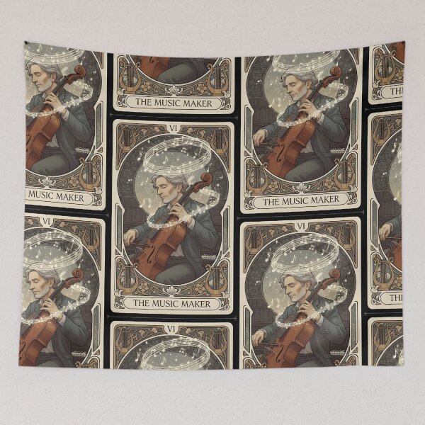 Item preview, THE MUSIC MAKER TAROT | Vintage Cello Art Nouveau | Classical Music & Dark Academia Decor designed and sold by SergioMiklos.