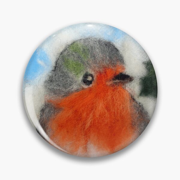 Item preview, Robin picture in carded wool – Winter bird – Nature decoration designed and sold by FLEURDELAINE04.