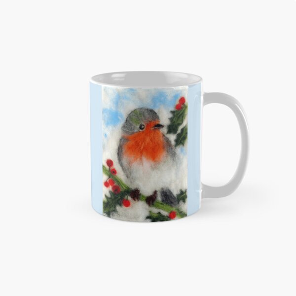 Item preview, Robin picture in carded wool – Winter bird – Nature decoration designed and sold by FLEURDELAINE04.