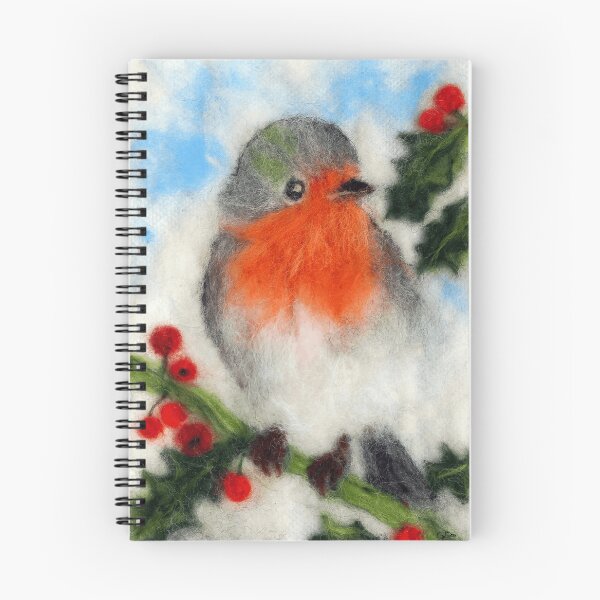 Item preview, Robin picture in carded wool – Winter bird – Nature decoration designed and sold by FLEURDELAINE04.