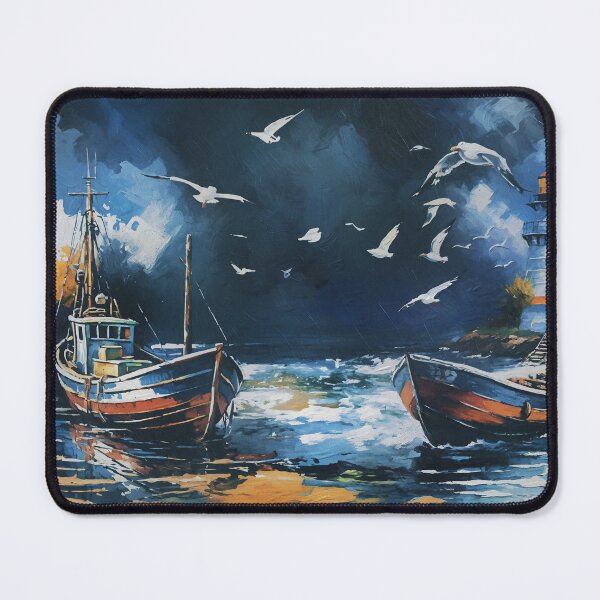 Item preview, A lighthouse and boats before a storm. designed and sold by Andy551.