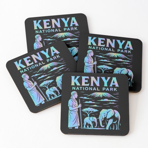 Item preview, Kenya National Park Holographic Design | African Safari Vintage Wildlife Art | Elephant & Maasai Tribal Poster designed and sold by Eclipse 3699.