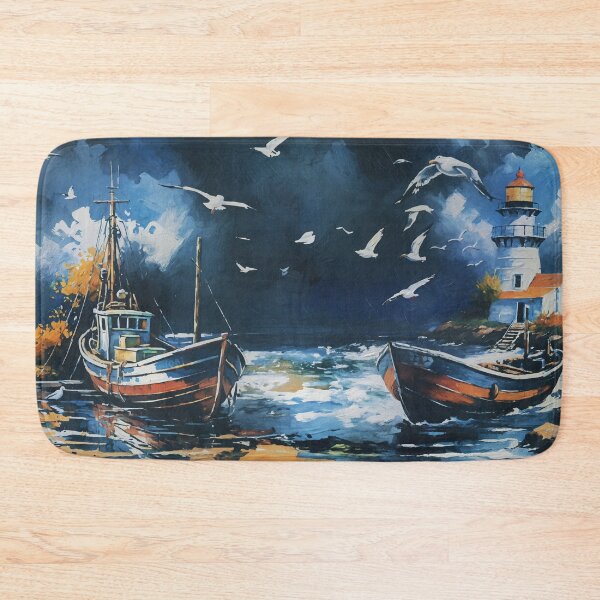 Item preview, A lighthouse and boats before a storm. designed and sold by Andy551.