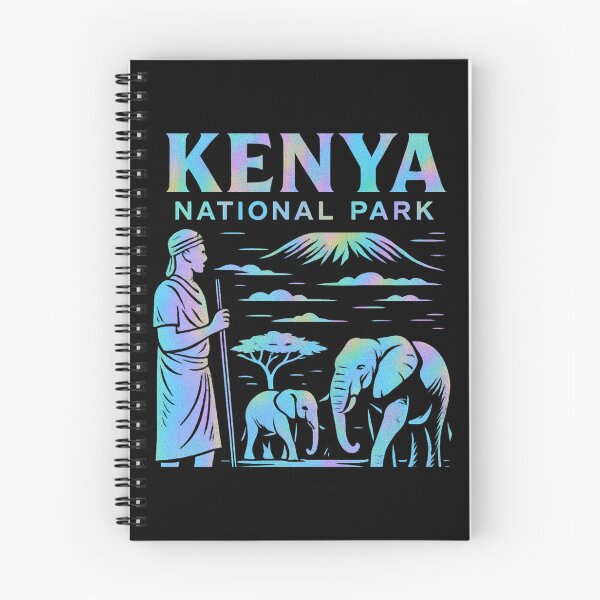 Item preview, Kenya National Park Holographic Design | African Safari Vintage Wildlife Art | Elephant & Maasai Tribal Poster designed and sold by Eclipse 3699.