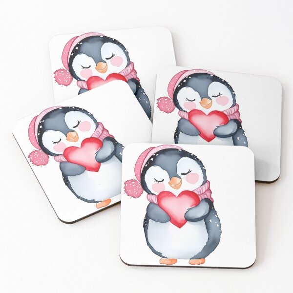 Item preview, Cozy Penguin Hugging Heart Saint Valentine's Day - Cute Kawaii Winter Penguin Love Art Print designed and sold by DesignArtist.ia.
