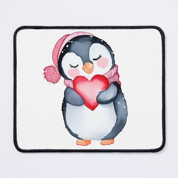 Item preview, Cozy Penguin Hugging Heart Saint Valentine's Day - Cute Kawaii Winter Penguin Love Art Print designed and sold by DesignArtist.ia.