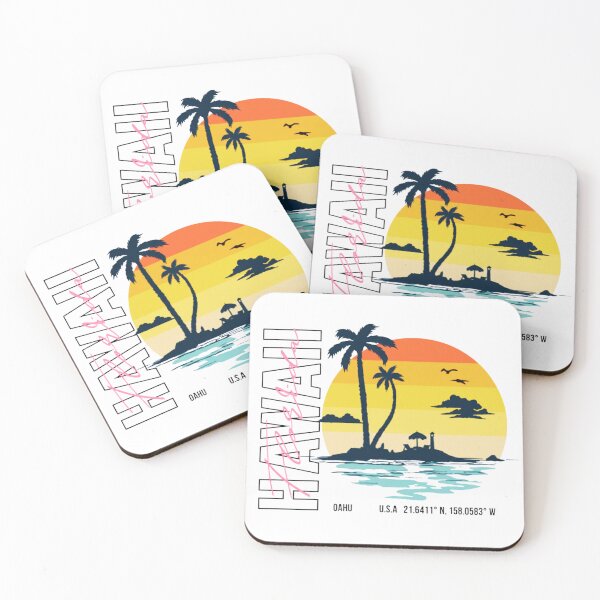 Item preview, Retro Hawaii Oahu Beach — Vintage Sunset Palm Tree Surf Illustration designed and sold by Colorful-Garden.