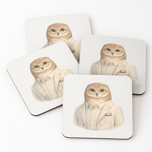 Item preview, Bookish Owl in Linen Blazer – Calm Vintage Scholar Illustration designed and sold by Ombrya.