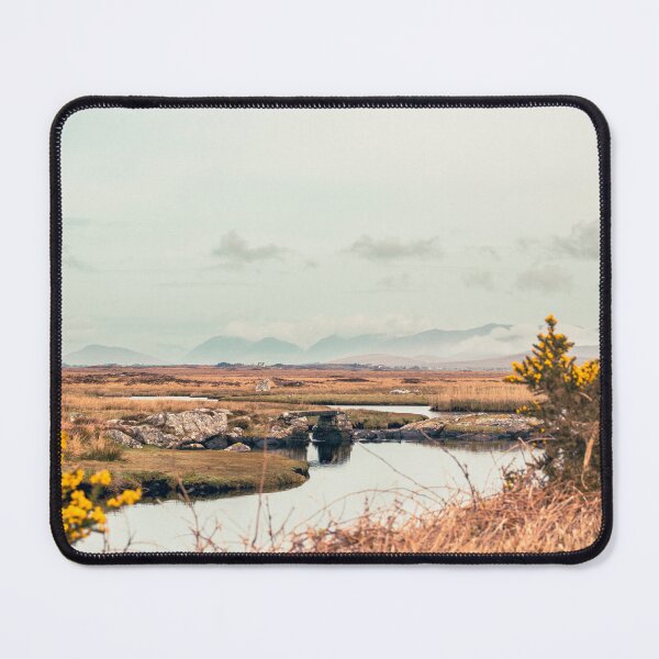 Item preview, Yellow Wildflowers Along Winding Waterway Connemara Ireland designed and sold by AshleyMobleyArt.