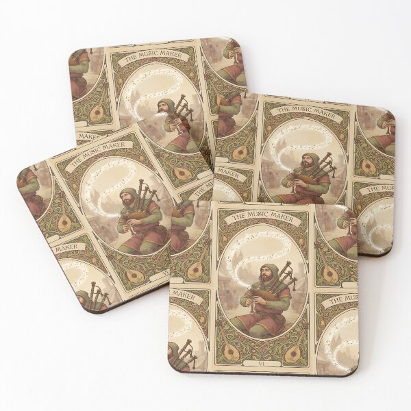 Item preview, THE PIPER TAROT | Medieval Bagpipes Art Nouveau | Celtic Folk Music & Bard Aesthetic Decor designed and sold by SergioMiklos.