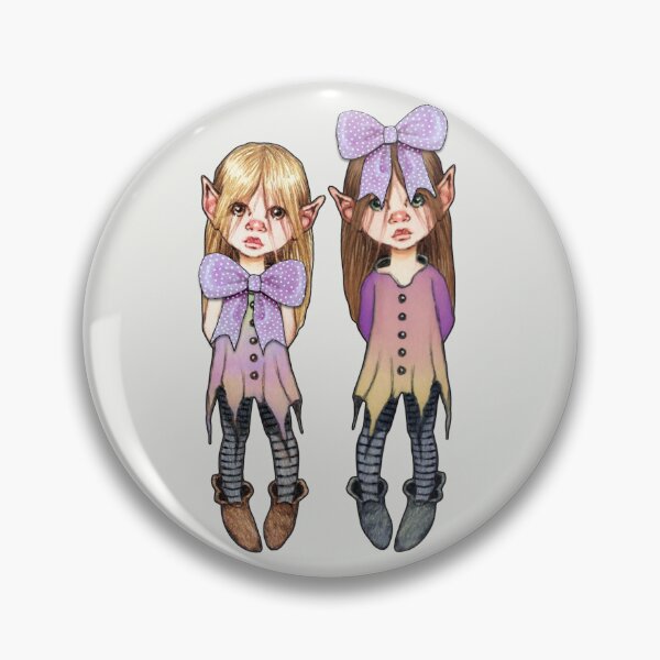 Item preview, Two Elf Girls Fantasy Art, Big Polka-Dotted Bows designed and sold by JoyfulWhimsy.