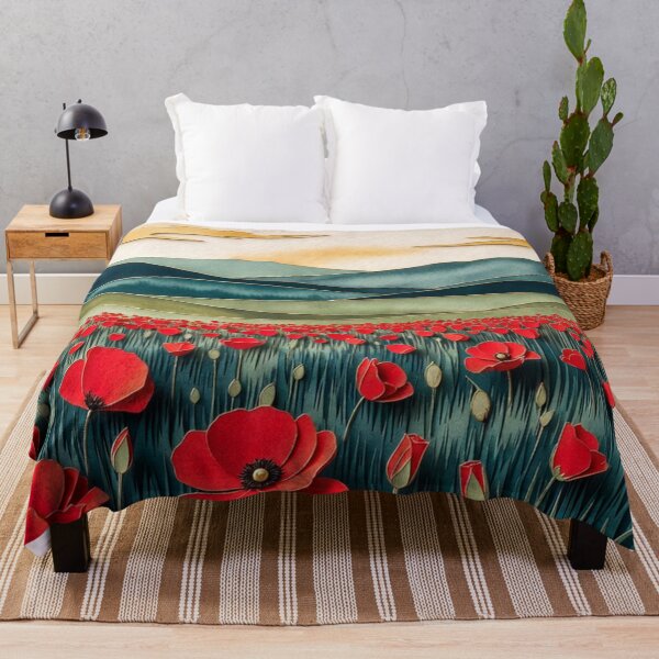 Item preview, Red Poppy Field with Hills and Sky designed and sold by SassyArtistry.